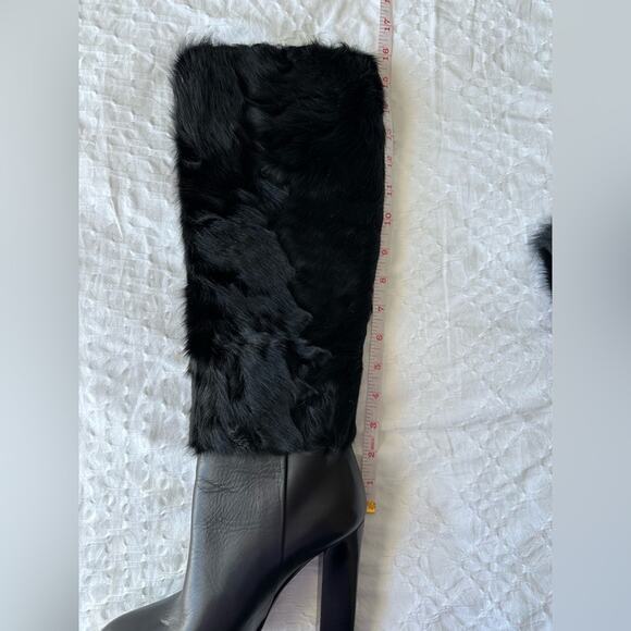 Vintage Christian Dior Black Fur Knee-high Boots 37.5 EU - Picture 12 of 16